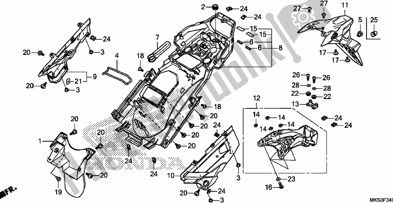 All parts for the Rear Fender of the Honda CRF 1100A2 Africa Twin 2020