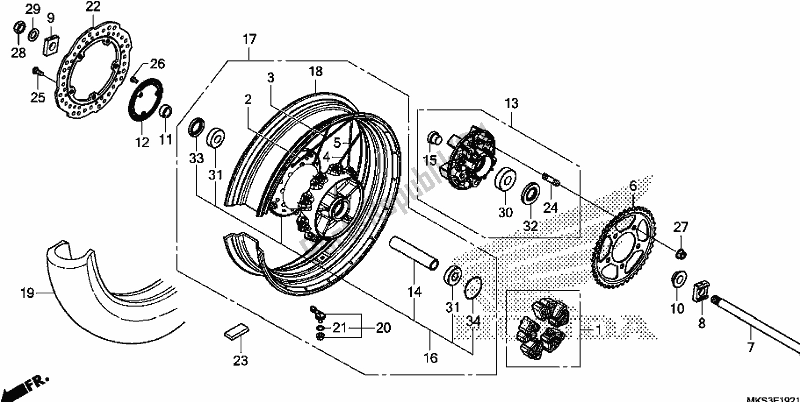 All parts for the Rear Wheel (2) of the Honda CRF 1100A2 Africa Twin 2020