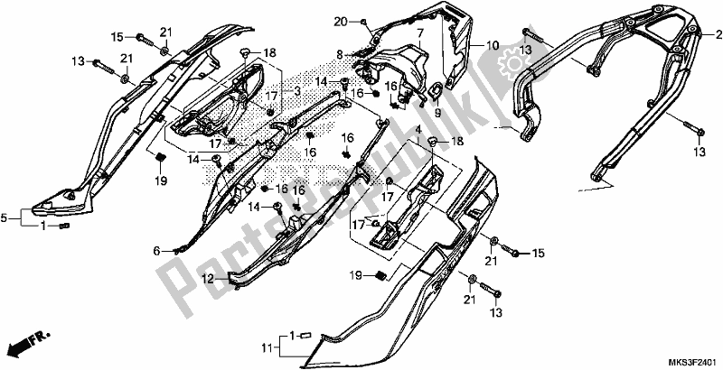 Alle onderdelen voor de Side Cover/rear Carrier (2) van de Honda CRF 1100A2 Africa Twin 2020