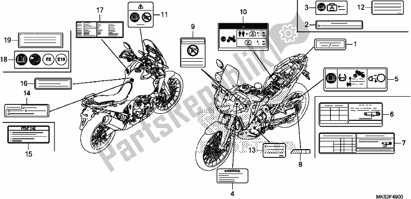 Toutes les pièces pour le étiquette D'avertissement du Honda CRF 1100D Africa Twin 2020