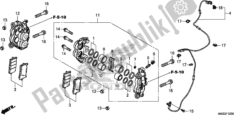 All parts for the Front Brake Caliper of the Honda CRF 1100D Africa Twin 2020