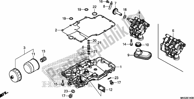 All parts for the Oil Pan/oil Pump of the Honda CRF 1100D Africa Twin 2020