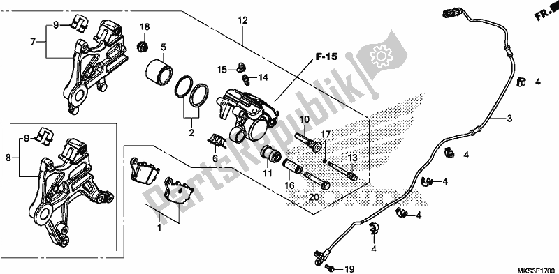 Todas as partes de Pinça De Freio Traseiro do Honda CRF 1100D Africa Twin 2020