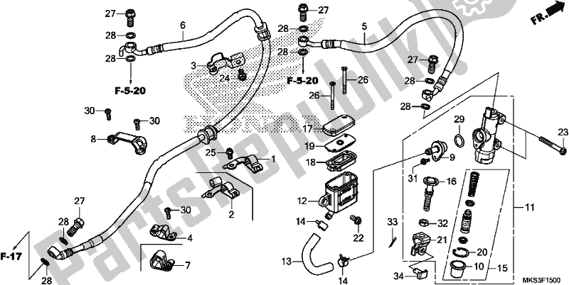 All parts for the Rear Brake Master Cylinder of the Honda CRF 1100D Africa Twin 2020