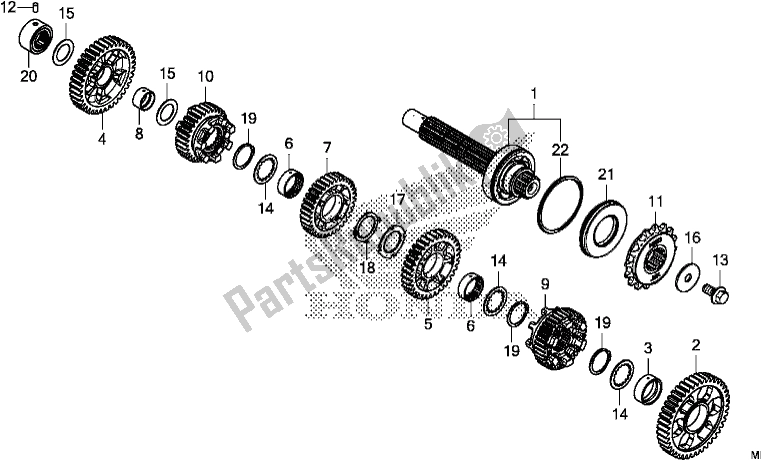All parts for the Transmission (countershaft) (dct) of the Honda CRF 1100D Africa Twin 2020