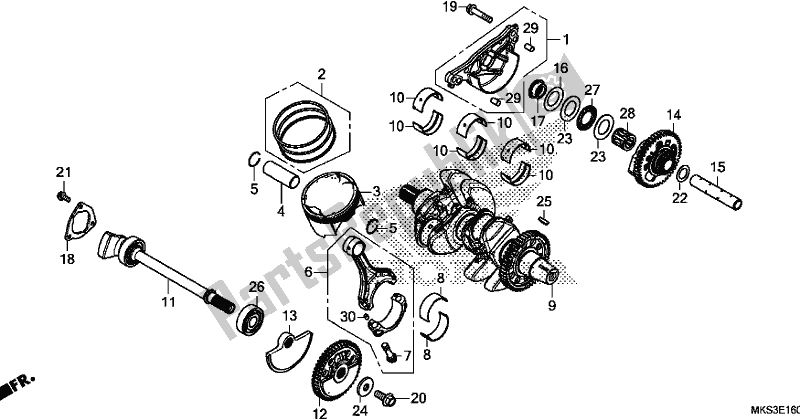 All parts for the Crankshaft/piston of the Honda CRF 1100D2 L/D4 /D4 Africa Twin 2020
