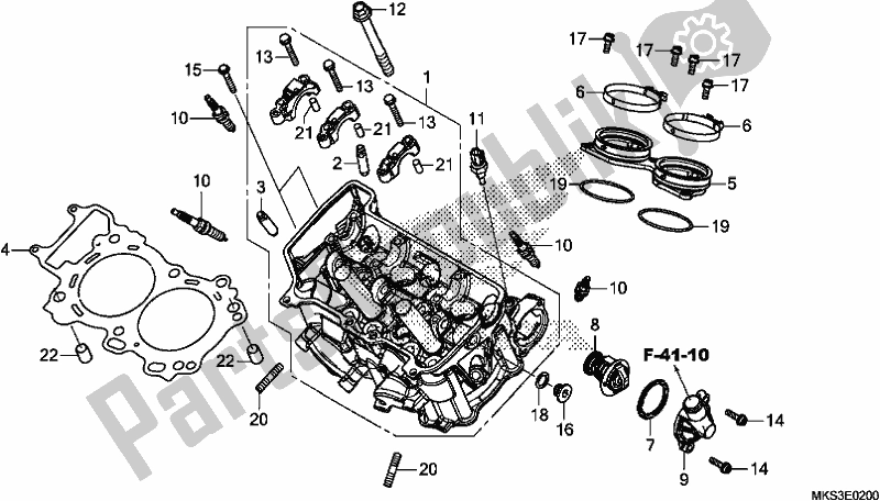 Todas as partes de Cabeça De Cilindro do Honda CRF 1100D2 L/D4 /D4 Africa Twin 2020