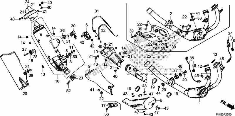 Alle onderdelen voor de Uitlaatdemper van de Honda CRF 1100D2 L/D4 /D4 Africa Twin 2020