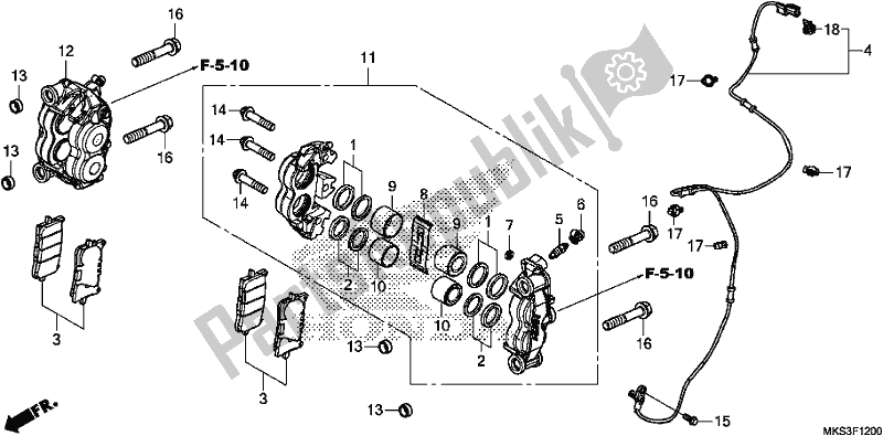 Todas las partes para Pinza De Freno Delantero de Honda CRF 1100D2 L/D4 /D4 Africa Twin 2020