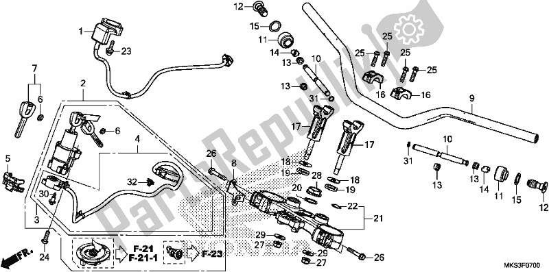 Todas as partes de Handle Pipe/top Bridge do Honda CRF 1100D2 L/D4 /D4 Africa Twin 2020