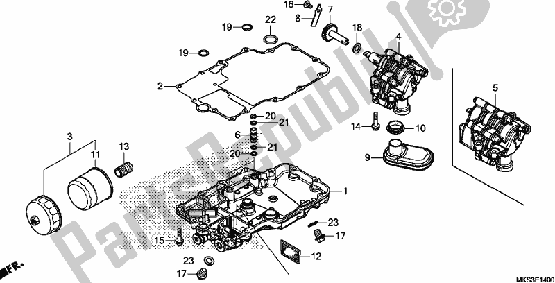 All parts for the Oil Pan/oil Pump of the Honda CRF 1100D2 L/D4 /D4 Africa Twin 2020