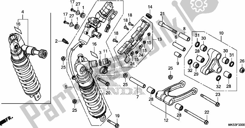 Todas as partes de Almofada Traseira do Honda CRF 1100D2 L/D4 /D4 Africa Twin 2020