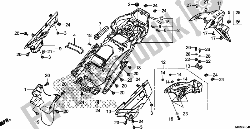 Todas as partes de Pára-choque Traseiro do Honda CRF 1100D2 L/D4 /D4 Africa Twin 2020