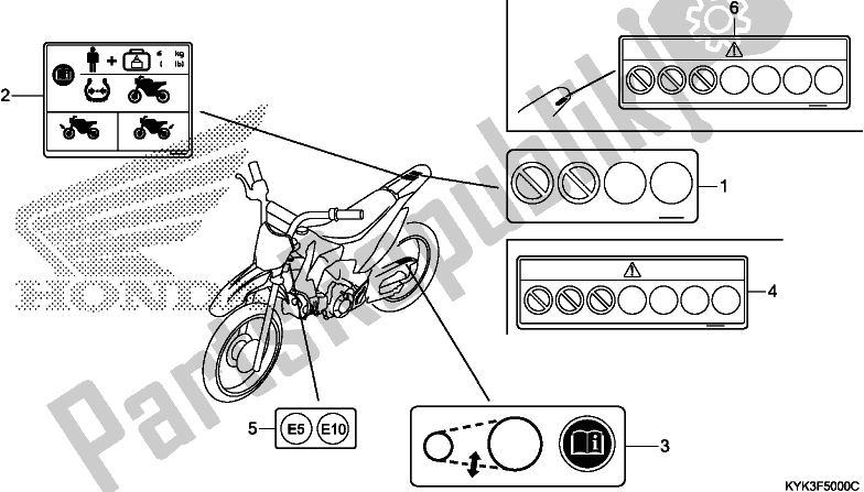 Tutte le parti per il Etichetta Di Avvertenza del Honda CRF 110F 2019