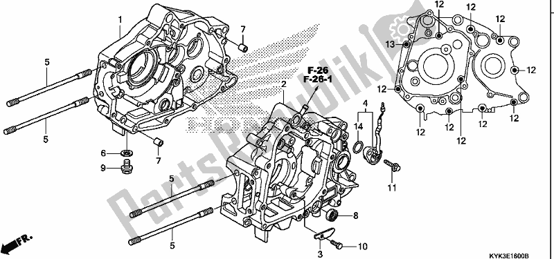 All parts for the Crankcase of the Honda CRF 110F 2019