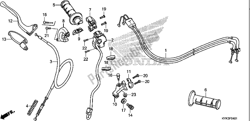 Alle onderdelen voor de Handle Lever/switch/cable van de Honda CRF 110F 2019