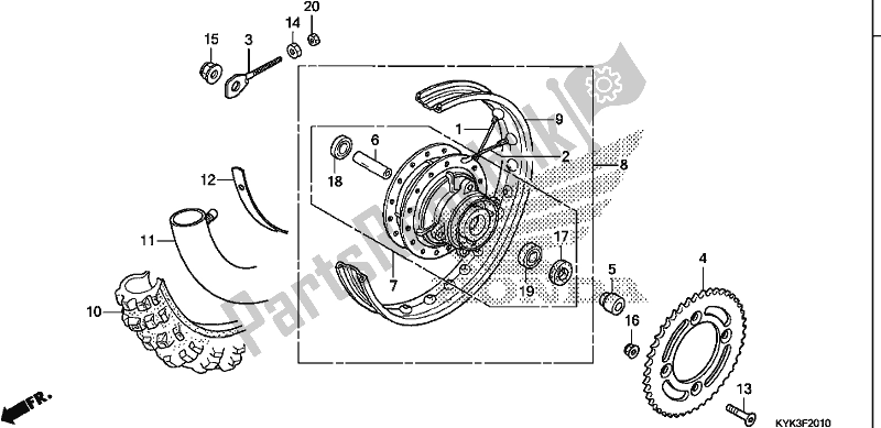 Tutte le parti per il Ruota Posteriore del Honda CRF 110F 2019