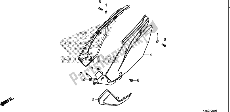 Tutte le parti per il Coperchio Laterale del Honda CRF 110F 2019