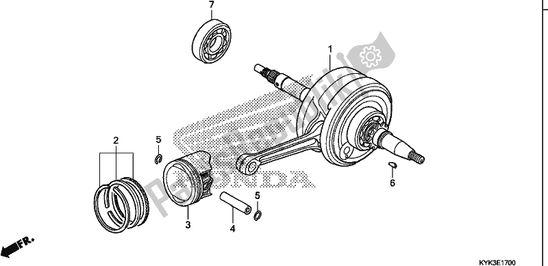 All parts for the Crankshaft/piston of the Honda CRF 110F 2020