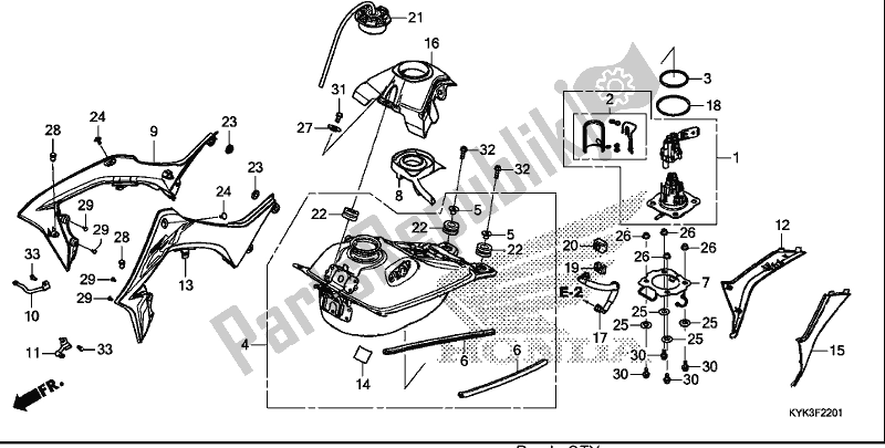 All parts for the Fuel Tank of the Honda CRF 110F 2020