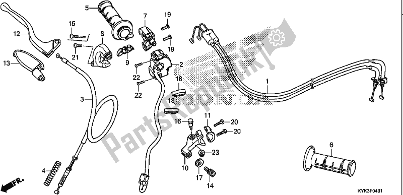 All parts for the Handle Lever/switch/cable of the Honda CRF 110F 2020