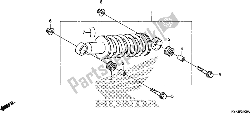 Alle onderdelen voor de Achterkussen van de Honda CRF 110F 2020