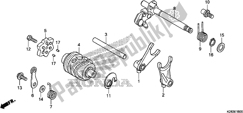 All parts for the Gearshift Drum of the Honda CRF 125F 2019