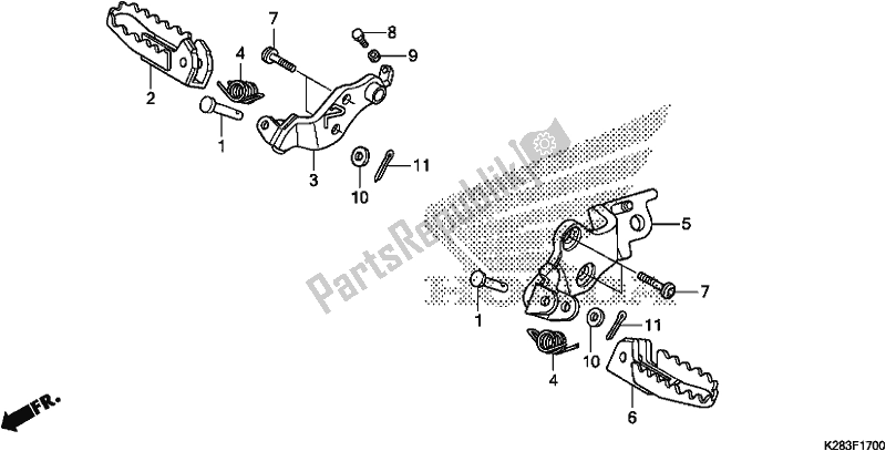 All parts for the Step of the Honda CRF 125F 2019