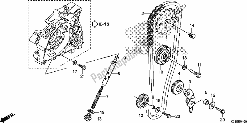 All parts for the Cam Chain/tensioner of the Honda CRF 125F 2020