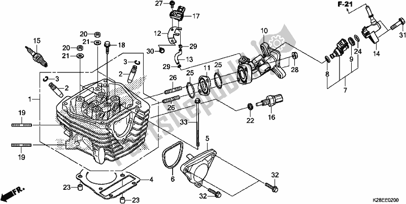 Alle onderdelen voor de Cilinderkop van de Honda CRF 125F 2020