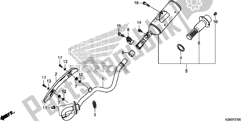 Alle onderdelen voor de Uitlaatdemper van de Honda CRF 125F 2020