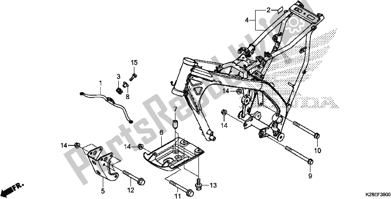 All parts for the Frame Body of the Honda CRF 125F 2020