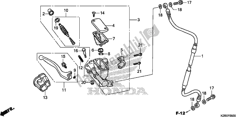 Tutte le parti per il Pompa Freno Anteriore del Honda CRF 125F 2020