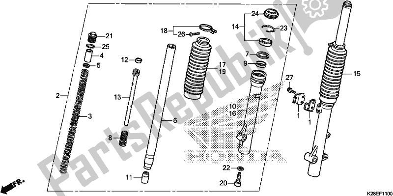 Tutte le parti per il Forcella Anteriore del Honda CRF 125F 2020