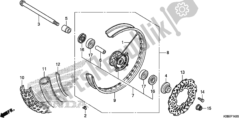 Tutte le parti per il Ruota Anteriore del Honda CRF 125F 2020