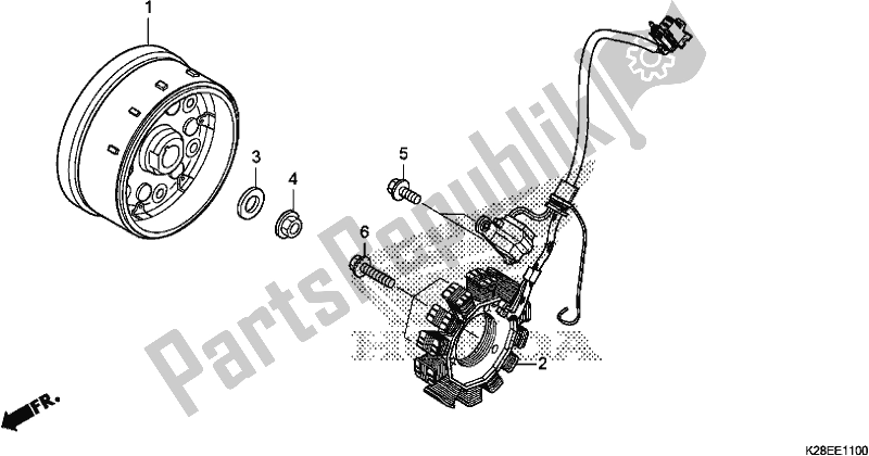 All parts for the Generator of the Honda CRF 125F 2020
