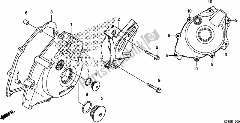 All parts for the Left Crankcase Cover of the Honda CRF 125F 2020