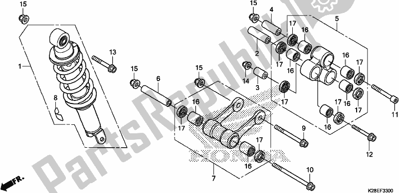 All parts for the Rear Cushion of the Honda CRF 125F 2020