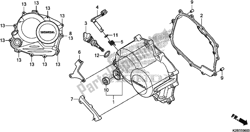 Todas las partes para Tapa Del Cárter Derecho de Honda CRF 125F 2020