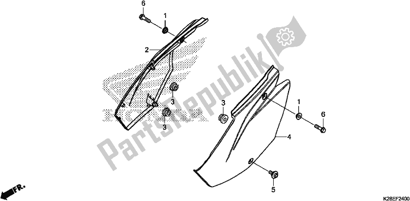 Tutte le parti per il Coperchio Laterale del Honda CRF 125F 2020