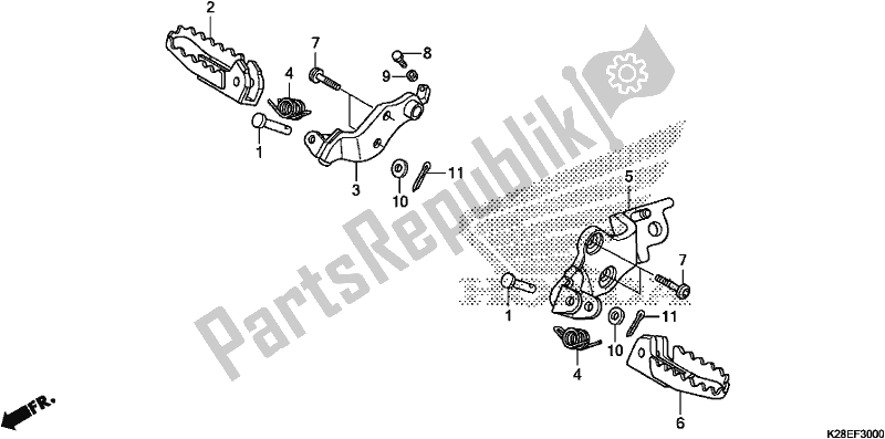 All parts for the Step of the Honda CRF 125F 2020