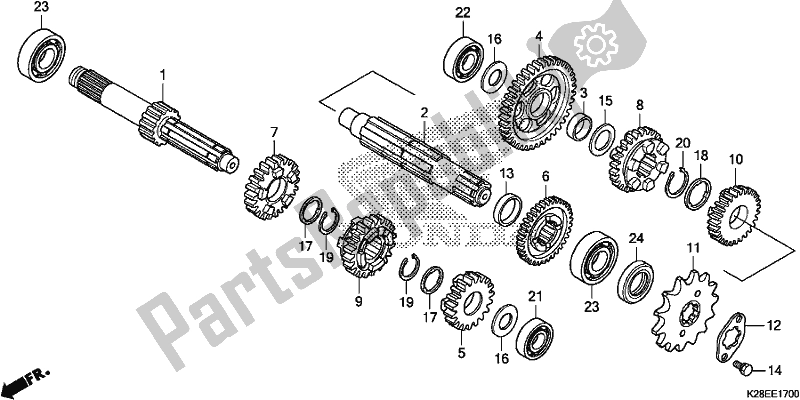 All parts for the Transmission of the Honda CRF 125F 2020