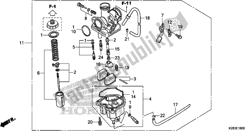 Alle onderdelen voor de Carburator van de Honda CRF 125 FB F 2018