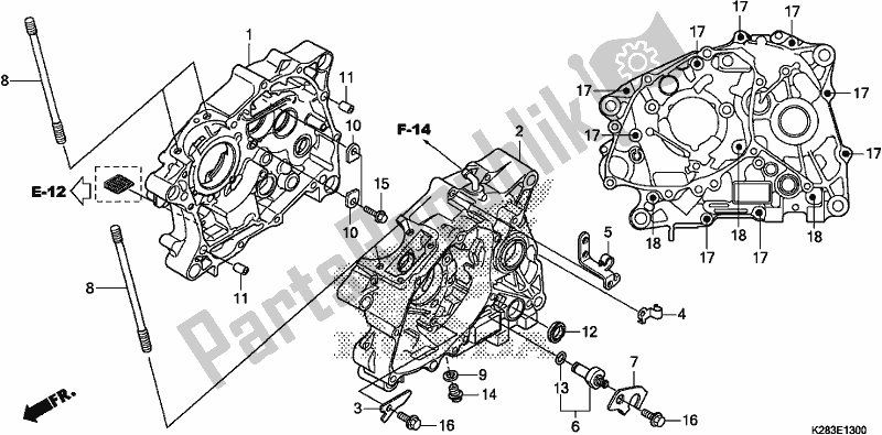 Alle onderdelen voor de Carter van de Honda CRF 125 FB F 2018