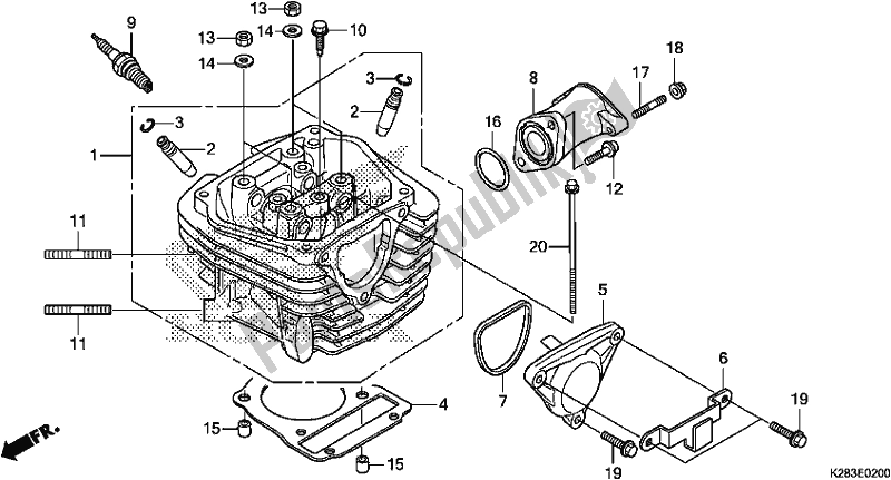 Alle onderdelen voor de Cilinderkop van de Honda CRF 125 FB F 2018