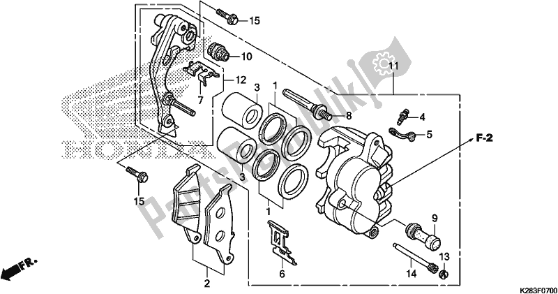 All parts for the Front Brake Caliper of the Honda CRF 125 FB F 2018
