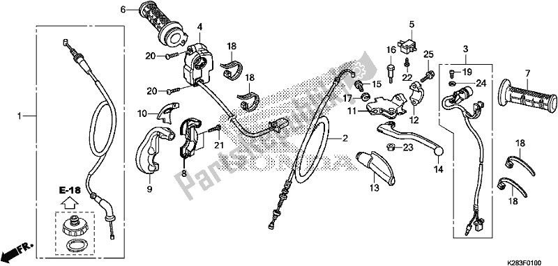 Tutte le parti per il Handle Lever/switch/cable del Honda CRF 125 FB F 2018