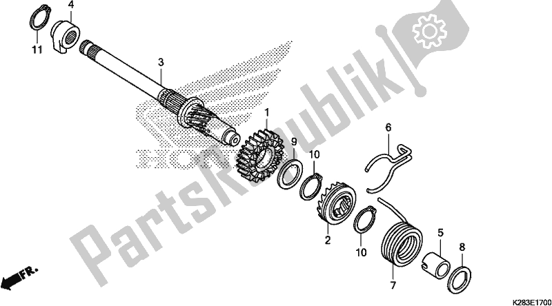 All parts for the Kick Starter Spindle of the Honda CRF 125 FB F 2018