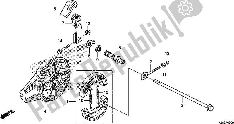 Tutte le parti per il Pannello Freno Posteriore del Honda CRF 125 FB F 2018