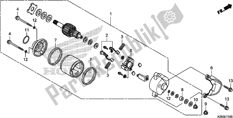 Alle onderdelen voor de Startmotor van de Honda CRF 125 FB F 2018